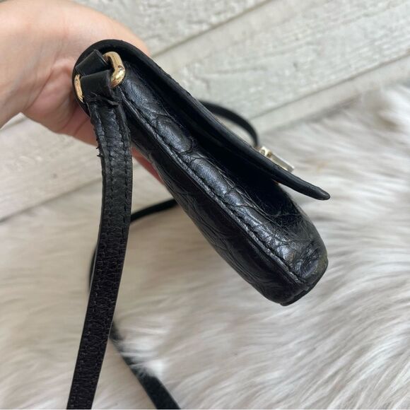 KATE SPADE Black Leather Croc Embossed Madison Knott Rosie Crossbody - Picture 3 of 11